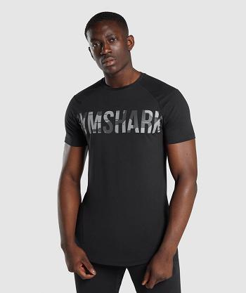 T Shirts Gymshark Bold Hombre Negras Camuflaje | CO 3423SGL